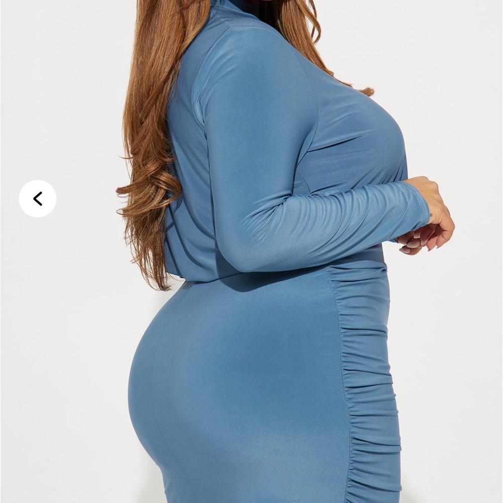 Blue Ruched Dress - Picture 3 of 4